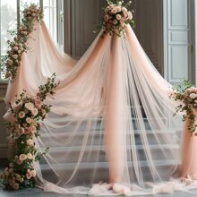 Drapé de voûte en tulle doux couleur or champagne, écharpe de chaise, suspendu au plafond - en polyester, sans plumes, convient pour la Saint-Valentin, les mariages, les anniversaires, les remises de diplômes - décoration polyvalente de fête, convient pour Pâques, Thanksgiving, Nouvel An, fond de décor de fête de remise des diplômes