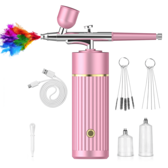 Spray Gun Kit With Compressor, Portable Automatic Handheld Gun, 0.35mm Pen Tip, 34Psi Air Pressure, Rechargeable Compressor, Used For Painting, Tattooing, Model Coloring, And Cake Decoration Tools