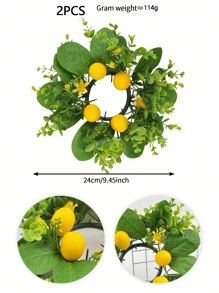 1PC/2PCS Artificial Lemon Wreath Plant Green Plant Leaves Realistic Lemon Used For Kitchen Dining Table Balcony Indoor And Outdoor Party Decoration