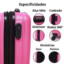 10kg Carry-On Suitcase With 360° Wheels For Airplanes Anac Expandable - Hot Pink - View 4