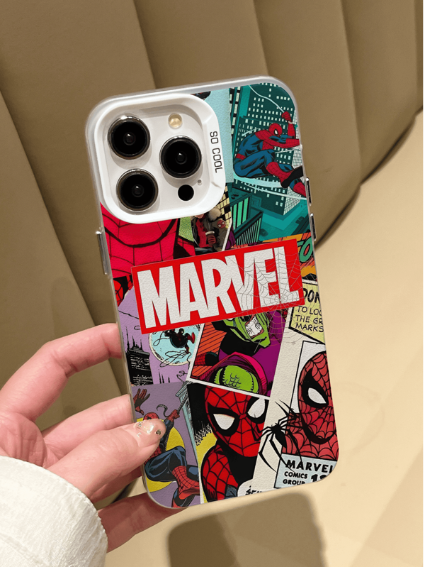 Spider-Man Black Cartoon Design Protective Phone Case Compatible With IPhone 13