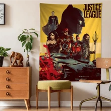 WB 1/5PCS Justices League Anime Tapestry Hanging Tarot Hippie Wall Rugs Dorm Home Decor Wall Tapestry Wall Hanging Decoration Household Decor Blanket Home Decor Hanging Tarot Hippie Wall Rugs Dorm Japanese Tapestry