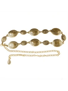 Silver & Gold Hollow Bohemian Style Waist Chain, Adjustable Metal Waist Belt For Women, Fashion Party Wear Summer, School