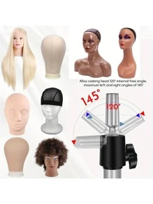 AliLeader Supporto regolabile per manichino della testa da 55 pollici, supporto per parrucca in acciaio pesante, treppiede per formazione in cosmetologia e acconciatura, con vassoio, per uso in salone e a casa