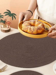 1pc/4pcs/6pcs 15-Inch Round Woven PP Placemat – Waterproof, Non-Slip, Heat Resistant Table Mat, Easy To Clean, Modern Design For Home Dining, Kitchen Decor, Holiday Parties, And Everyday Use (Multiple Colors Available)