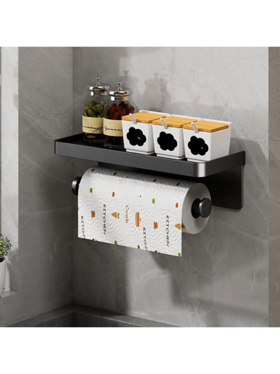 1 peça de suporte de armazenamento de cozinha, suporte de parede, suporte para toalhas de papel, organizador de especiarias, barra de toalhas, adequado para armazenamento em cozinha e banheiro