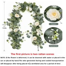 1 szt./zestaw 180CM/70,86IN sztuczne liście eukaliptusa, gipsówka i sztuczne winorośle z trawy pieniężnej, dekoracyjne sztuczne zielone rośliny do domu, wesela, pokoju, dekoracji stołu jadalnego, dnia matki