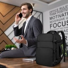 Backpack Women,Carry On Travel Backpack For Women Men,Travel Bag,Laptop Cases,School Backpack Weekender Bag, Large Capacity Multifunction Lightweight 15.6inch Laptop Backpack Flight Approved,  Casual Daypack For Weekender Business/School /Trip,Thanksgiving, Halloween, Christma Gifts.Foe Family/Friends. - màu đen - Xem 4