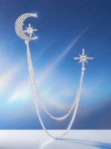 1pc New Korean Style Tassel Moon & Star Brooch, Classic Tassel Brooch Fashion Accessory For Men School Office Accessories Shirts Jacket Jewelry Christmas Halloween Pins,Autumn-Winter Accessories,Suitable For Teens, Youth,Men,Casual, Outdoor, Athletic, Vacation, Graduation Gifts, Birthday, Daily Wear Clothes Pin Funny Cute Teacher Gifts Costume Accessories Bag Charms Men Gifts Bag Pins