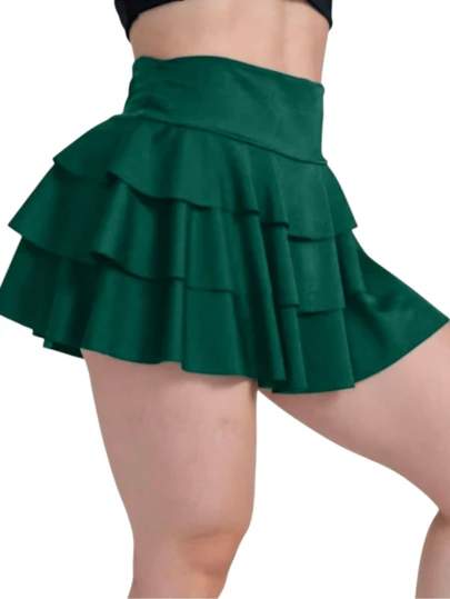 Falda con Olanes y Short integrado.  Cintura Elástica.