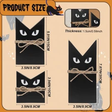 3 Stücke Landhausdekoration, vintage schwarze Holzkatze, mystisches Katzen-Thema, mehrschichtige Platte & Kamin Dekoration, Herbstdekoration, rustikaler Stil, viktorianischer Stil schwarze Katzenfiguren, Retro Party Ausstattung für Zuhause & Büro