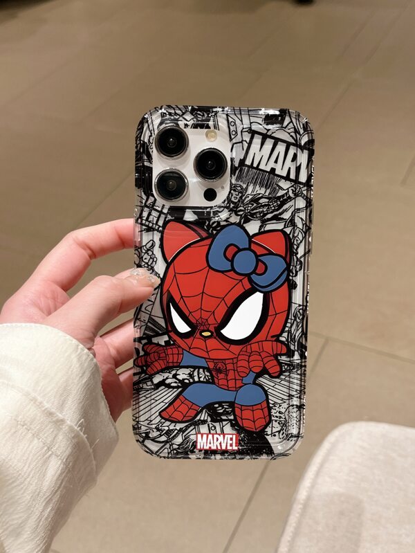 1pc Unisex Phone Case Set Suitable For IPhone 16 Pro/11/12/13/14/15, Metal Transparent Soft Shell With Personalized Cartoon Pattern, Anti-Scratch & Anti-Drop, Marvel Series
