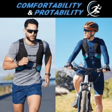 Reflective Running Vests With Hydration Bottle, Adjustable Waistband & Breathable Material, Chest Pack Gear Phone Holder For Men & Women - Black and White - View 8