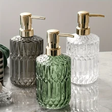 1pc Glass Refill Bottle, Suitable For Bathroom & Kitchen Hand Wash, Shampoo, Body Wash, Detergent Refill Back To School