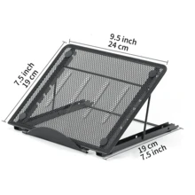 笔记本电脑支架，可调节可折叠金属电脑支架，6档高度可调散热底座，适用于各种笔记本电脑需求 - 黑色 - 查看 2