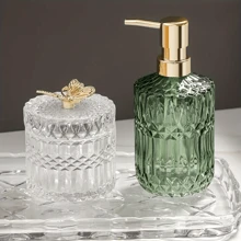 1pc Glass Refill Bottle, Suitable For Bathroom & Kitchen Hand Wash, Shampoo, Body Wash, Detergent Refill Back To School