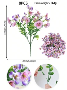 2PCS/4PCS/8PCS 13.78Inch Simulation Flower Butterfly Orchid Outdoor Fake Flower Decoration Anti UV Non Fading Human Hanging Plant Morning Glory Garden Porch Balcony Decoration