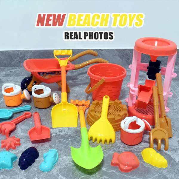 1 pieza Juego de juguetes de playa para niños: Pala, cubeta de playa, embudo, herramientas, conjunto completo de juguetes de agua de verano para bebés