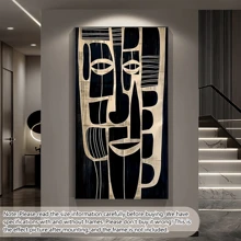 1 Stück großes Leinwandbild, modernes afrikanisches Maskendesign, modernes Wandkunstplakat, Schwarz & Weiß mit goldfarbenen Akzenten, mit oder ohne Rahmen, Heimdekoration für Wohnzimmer oder Schlafzimmer, Modedesign, Wanddekor für