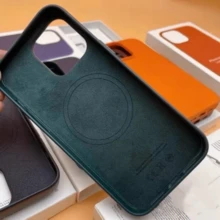 2025 New Leather Magsafe Case For Apple 11/12/13/14/15/16 Pro Max Plus With Magnetic Adsorption And Apple Logo - 淡紫色 - 查看 7
