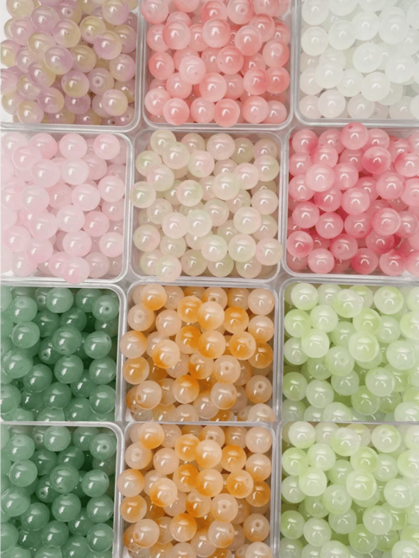 50pcs/100pcs Mixed Color Glass Gradient Dual Color Bead Bracelet Necklace Material, Random Color,Used For Jewelry Making, DIY Keychains, Phone Straps, Pen Accessories, And Handmade Beading