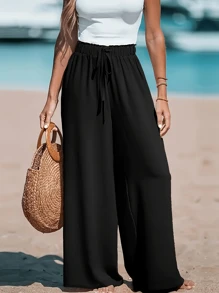 Plus Size Fashionable Women's Casual Solid Color Wide Leg Pants