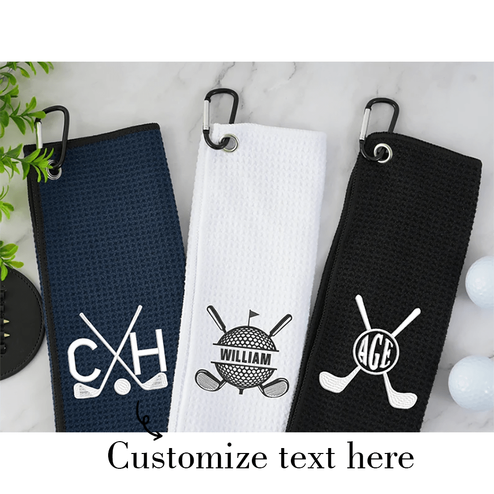 Toalla de golf bordada, toalla de golf personalizada, toalla de golf con monograma, toalla de golf personalizada, regalo de golf personalizado para papá, padrinos, regalo del Día del Padre