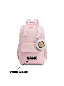 1pc Customizable Personalized Name Nylon Zipper Closure Backpack, New Niche Large Capacity Student Backpack, Boys And Girls High-End Schoolbag Casual Bag, Perfect Gift For Friends, Suitable For Outdoor Gatherings And Daily Use, Multi-Functional, Ornamental, Letter, Stylish, Modern, Colorful, Cute, Adorable, Casual, Custom, Personalised, Unique, Customized, Ideal Gifts For Him, Ideal Gifts For Her - Backpack - View 14
