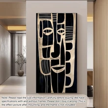 1 Stück großes Leinwandbild, modernes afrikanisches Maskendesign, modernes Wandkunstplakat, Schwarz & Weiß mit goldfarbenen Akzenten, mit oder ohne Rahmen, Heimdekoration für Wohnzimmer oder Schlafzimmer, Modedesign, Wanddekor für