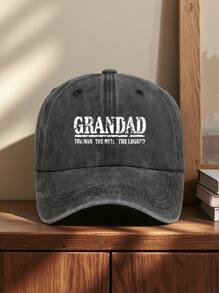 Grandad Vintage Washed Baseball Cap - Adjustable Unisex Trucker Hat With "The For Man The Myth The Legend" Print, Multiple Colors Available, Perfect For Outdoor Sports, Camping, Fishing, And Gifting