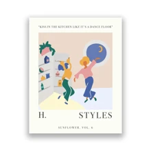 1 pezzo Stampa in oro su tela con testo delle canzoni "You're So Golden" dell'artista pop Harry, opera d'arte da parete per decorazione della casa e della stanza, disponibile opzionalmente con cornice