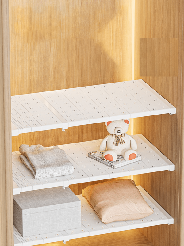 1pc New Expandable Tension Fabric Closet Organizer Rack, Adjustable Storage Divider Shelf For Cabinet, Wardrobe, Kitchen, Bathroom