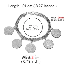 1pc Turkish Coin Bracelet For Women Men Turkey's Ancient Coins Banglet Turk Jewelry Gold And Silver Color