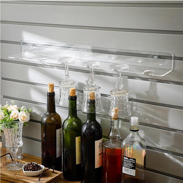 1 pièce Porte-verres à vin rouge en acrylique monté au mur, support suspendu pour verres à pied pour la cuisine, le bar ou l'usage domestique