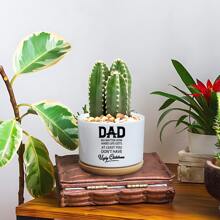1pc Unique Ceramic Planter Pot With Bamboo Tray - Succulent And Plant Decor Pots With Funny Slogans, Great Gift For Father's Day, Birthday, Christmas, Valentine's Day For Dad, Men, Father, Daughter, Son