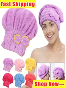 Quick Dry Hair Cap, Thick Bow Reversible Coral Velvet Princess Hat Long Velvet Shower Cap, Women's Long Hair Hair Turban Towel, Quickly Absorb Water And Blow Dry Your Hair, Soft And Comfortable, Convenient And Easy To Use, Mother's Day, Gift For Mom, Gift For Mother Home Bathroom Decor Fall Decor Back To School Hair Bonnet Shower Towels For Beauty Salon, Hotel Sports,Home Essentials, Towel, Skin Care Hair Drying Towel Wrap - Multicolor - View 3