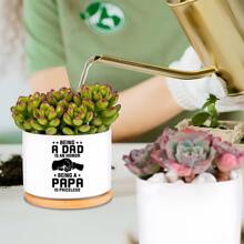 1pc Unique Ceramic Planter Pot With Bamboo Tray - Succulent And Plant Decor Pots With Funny Slogans, Great Gift For Father's Day, Birthday, Christmas, Valentine's Day For Dad, Men, Father, Daughter, Son
