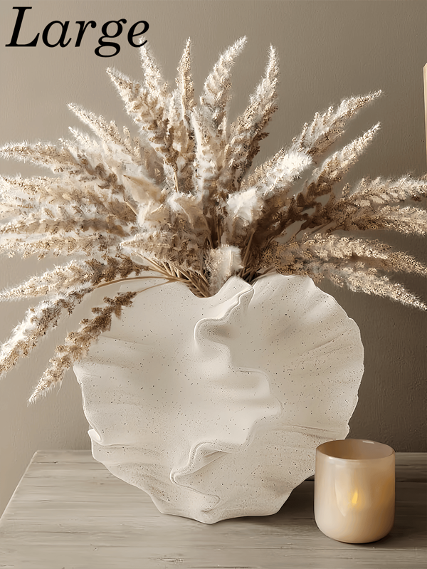Elegant Curved Wave-Form Vase For Modern Home & Office Decor - Minimalist Scandinavian Style Decorative Vessel With Organic Texture, Neutral-Toned Wavy Design For Shelf/Tabletop Display, Botanical Arrangement Ready, Zen Aesthetics Interior Design Accent