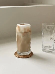 1 pieza Taza de vidrio asimétrica con giro, cristalería elegante y delicada para bebidas frías, cócteles, café, leche, café con hielo americano, taza de jugo de verano, taza para bebidas frías, copas para bar, cenas y restaurantes, adecuada para el hogar, la cocina, el comedor, celebraciones de cumpleaños y reuniones