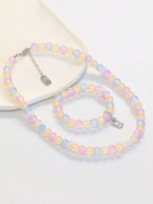 50pcs/100pcs Mixed Color Glass Gradient Dual Color Bead Bracelet Necklace Material, Random Color,Used For Jewelry Making, DIY Keychains, Phone Straps, Pen Accessories, And Handmade Beading