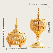 1 pièce/4 pièces Brûle-encens filigrane floral doré, support d'encens en métal ajouré doré de petite/grande taille, brûleur de parfum pour le safran, le santal, accessoires de décoration d'intérieur, ornement de style exotique