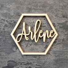 Acrylic Hexagon Wedding Place Cards - Personalized Hexagon Shapes – Laser Cut Names, Geometric Wedding Signs, Place Cards In Side Hexagon, Wedding Place Cards, Custom Laser-Cut Names, Name Tags, Party, Decoration, Gift, Place Setting Signs,Acrylic And Wood