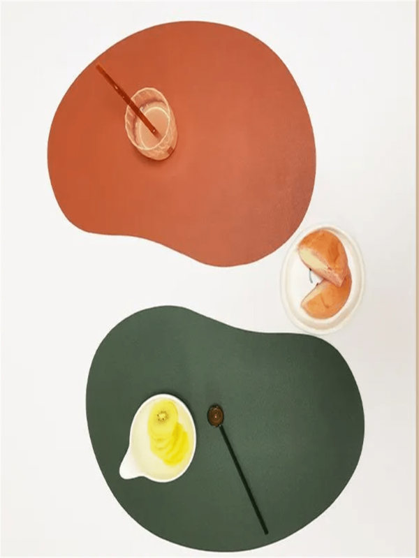 1pc 32*49.5cm Table Mat, Nordic Style High-End Waterproof Oil-Proof Placemat, Leather-Like Irregular Washable Modern Simple PU Coaster