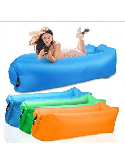 1pc, Recliner Air Slouchy Inflatable Sofa Bag, Portable Camping Sofa Mattress, Music Festival Recliner, Beach Essentials, Beach Accessories, Pool Float