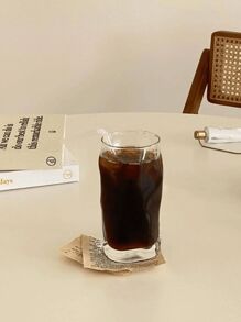 1 pieza Taza de vidrio asimétrica con giro, cristalería elegante y delicada para bebidas frías, cócteles, café, leche, café con hielo americano, taza de jugo de verano, taza para bebidas frías, copas para bar, cenas y restaurantes, adecuada para el hogar, la cocina, el comedor, celebraciones de cumpleaños y reuniones