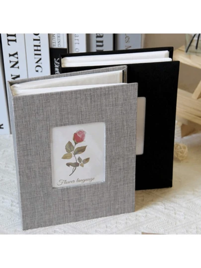 1pc Linen Photo Album - Premium Display Window, Acid-Free Inner Pages, Holds Up To 26 Pages, Fits 100 Photos (4x6/5x7/8x10 Inches) - Perfect For Capturing Family Memories, Wedding Keepsakes, Anniversary Gifts - Scrapbook - Memory Book - Photo Storage - Gift Album - Essential Home Decor