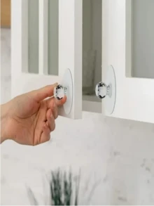 5 szt. kryształowych dwustronnych samoprzylepnych uchwytów, uchwyty do drzwi szafek, kryształowe uchwyty do drzwi, samoprzylepne uchwyty do szuflad do szafy, szafki kuchennej, toaletki łazienkowej, mebli, okien - przezroczyste kryształowe uchwyty do drzwi, okrągłe uchwyty typu push-pull, bez konieczności wiercenia, samoprzylepne uchwyty do szafek, wystrój domu, wszechstronne zastosowanie, losowy kolor i styl - Wielokolorowe - Zobacz 5