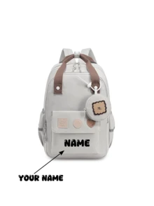 1pc Customizable Personalized Name Nylon Zipper Closure Backpack, New Niche Large Capacity Student Backpack, Boys And Girls High-End Schoolbag Casual Bag, Perfect Gift For Friends, Suitable For Outdoor Gatherings And Daily Use, Multi-Functional, Ornamental, Letter, Stylish, Modern, Colorful, Cute, Adorable, Casual, Custom, Personalised, Unique, Customized, Ideal Gifts For Him, Ideal Gifts For Her - Backpack - View 6