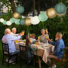 15 Peças Decorações de Lanternas de Papel Redondas Douradas/Marfim/Verde Sálvia, Lanternas de Papel Suspensas para Festa Rústica, Chá de Panela, Casamento, Suprimentos de Festa de Aniversário Verde Sálvia