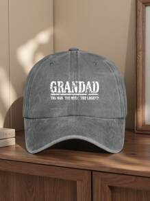 Grandad Vintage Washed Baseball Cap - Adjustable Unisex Trucker Hat With "The For Man The Myth The Legend" Print, Multiple Colors Available, Perfect For Outdoor Sports, Camping, Fishing, And Gifting
